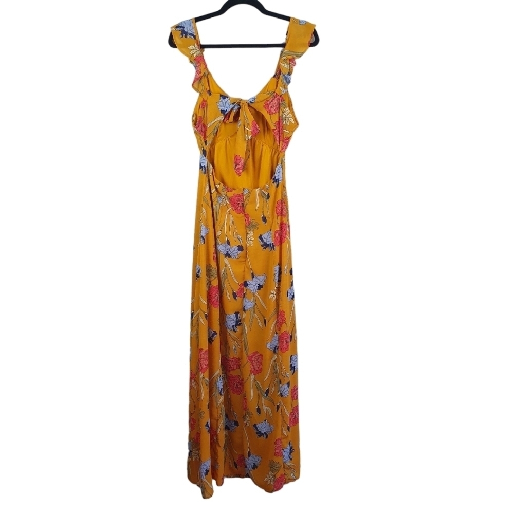 JAPANA Maxi Dress Open Back Floral Gold/Pinks/Blues Women's Size S‎ - Picture 4 of 12